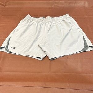 Under Armour White Running Shorts with Gray Accents